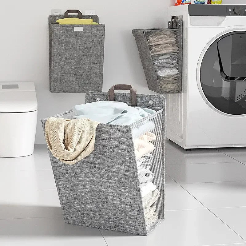 Cesto de Parede para Roupas Sujas - Dobrável, com Tampa à Prova D'água