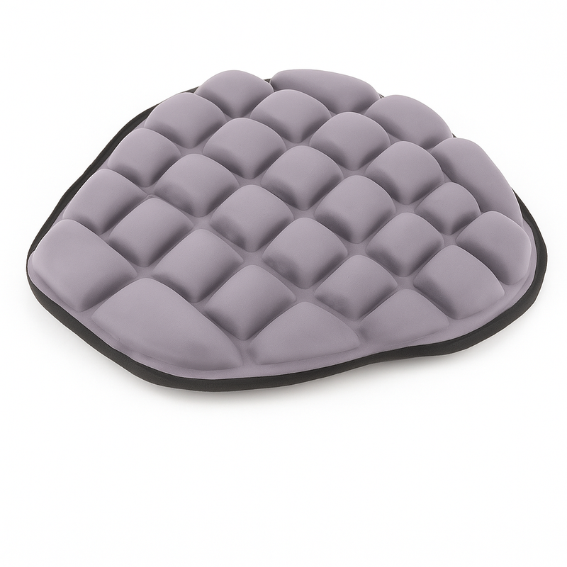 Almofada de assento para moto na cor cinza, ideal para absorção de impactos e longas viagens