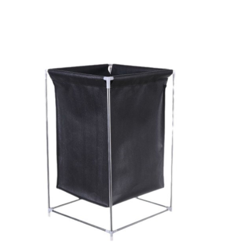 Cesto organizador grande preto com estrutura metálica, ideal para roupas sujas ou objetos diversos